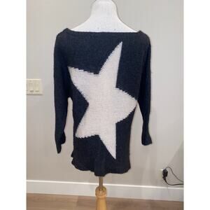 360 Cashmere Sweater Star Design Wool/Cashmere Blend Boat Neck Size Medium